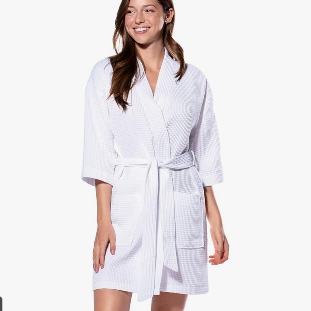 NWT Turquaz Lightweight Short Robes For Women Waffle Kimono Bathrobe